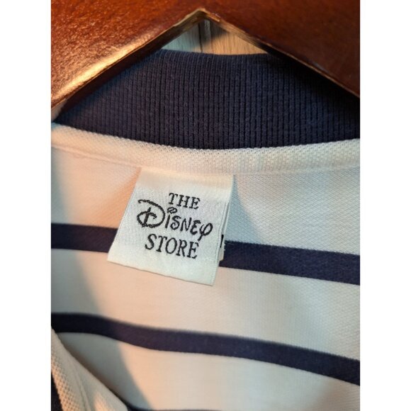 Vtg Winnie The Pooh Golf Polo 2XL White Navy Striped Disney Store Embroidered - Picture 3 of 8